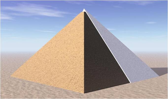 Great Pyramid with half of the casing stones in place correctly proportioned